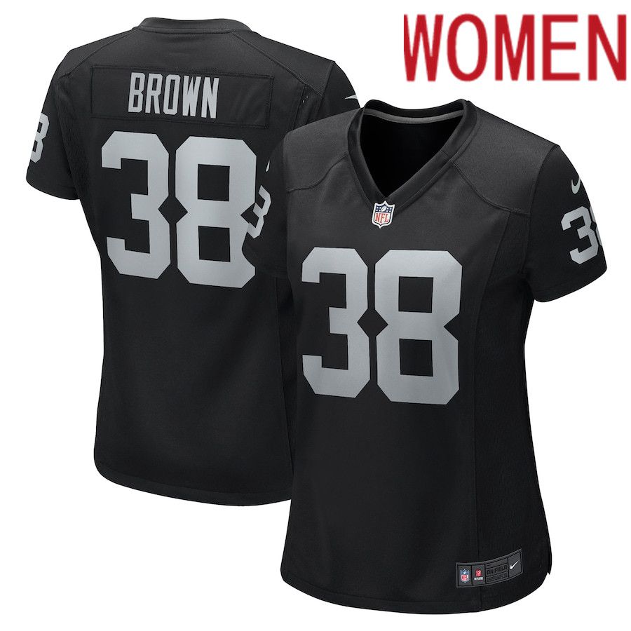 Women Oakland Raiders #38 Jordan Brown Nike Black Game NFL Jersey->women nfl jersey->Women Jersey